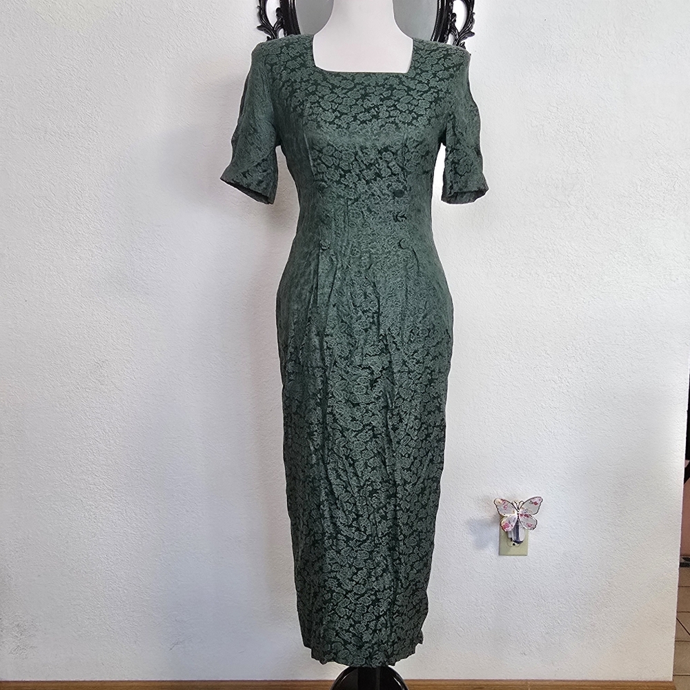 Vintage Green Floral Dress